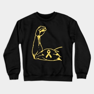 Flexed arm with Yellow Awareness Ribbon Crewneck Sweatshirt